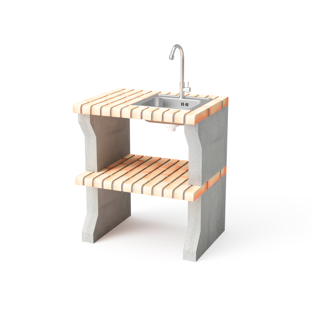 Bancada de mesa lateral LIZ XL com lava-loiça e torneira
